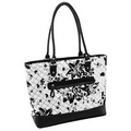 Parinda 11327 AARYN (White Floral) Quilted Fabric with Faux Leather Tote